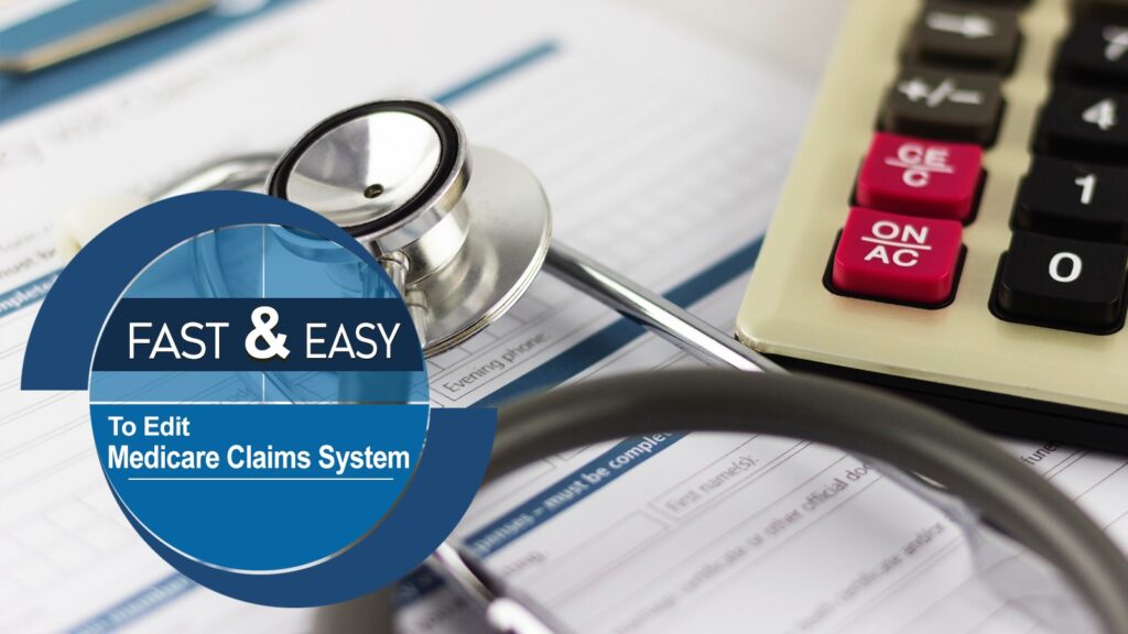 Stethoscope and calculator on Medicare forms.