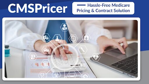 Medicare pricing dashboard overlay on healthcare documents