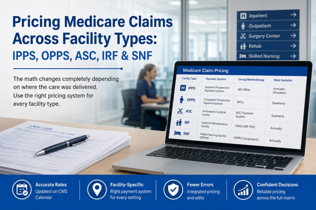 Laptop displaying Medicare claim pricing chart